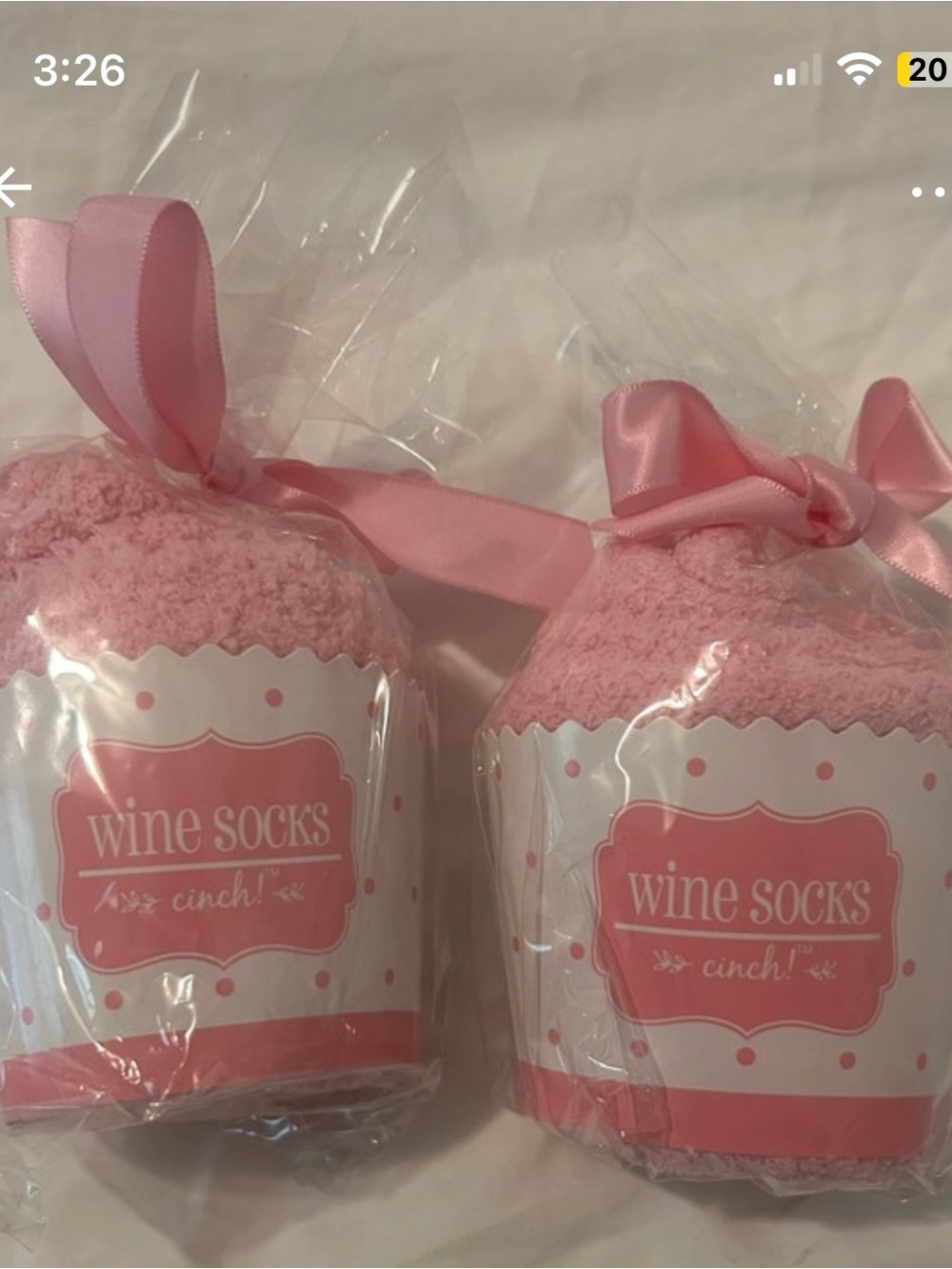NWT Cinch Pink Fuzzy Wine Socks Cupcake Packaging 2 Pair Bundle Gift Set